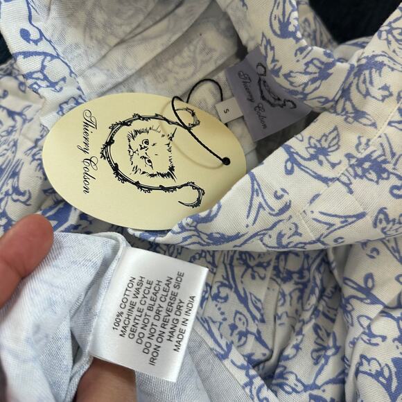 Thierry Colson France Skirt Blue Toile Pleated New Size Small - Picture 4 of 6